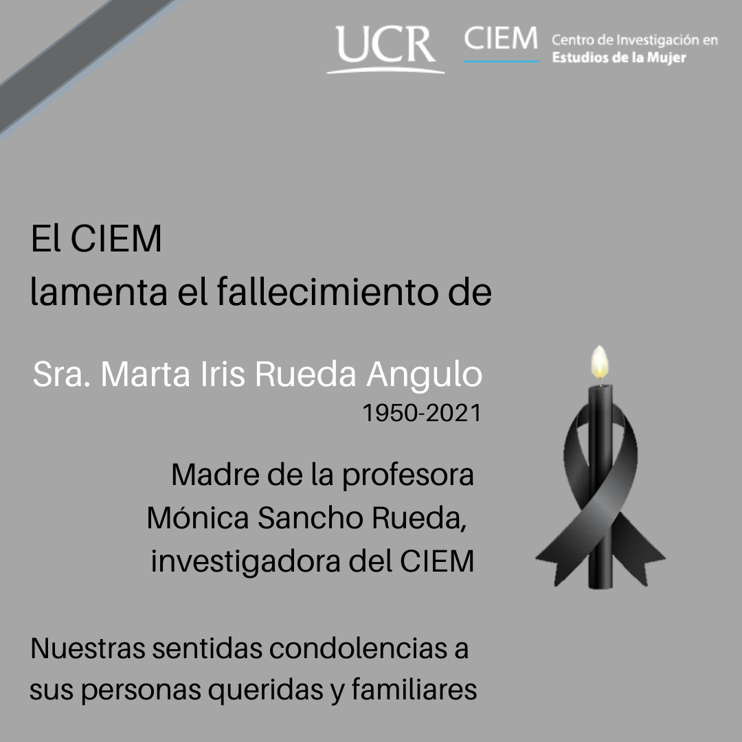 Nota luctuosa por la muerte de la Sra. Marta Iris Rueda Angulo. Madre de la profesora Mónica Sancho Rueda